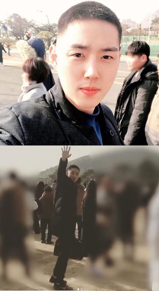 2일 소속사 싸이더스HQ인스타그램에서 이날 해경에 입대한 배우 백성현의 사진과 소식을 전했다. <싸이더스HQ 인스타그램>
